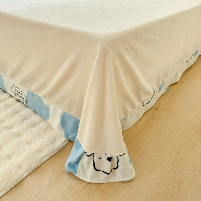 91家纺网 家纺一手货源 找家纺 呗旺鹿 2023新款高克重加厚印花牛奶绒四件套直播 顽皮狗