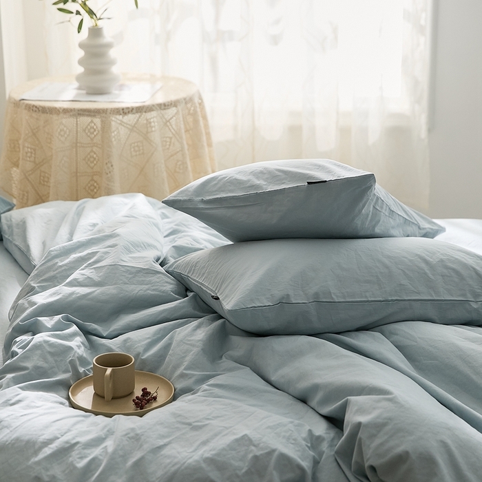 91家纺网 家纺一手货源 找家纺 新款秋冬40S水洗棉四件套-晚风 晚风-晴山蓝