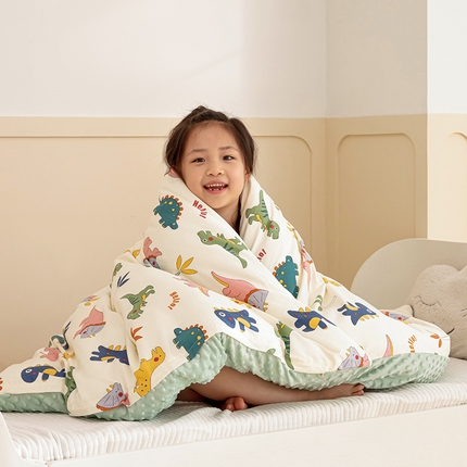 91家纺网 家纺一手货源 找家纺 2023新款全棉儿童被春秋被冬被幼儿园被子豆豆被-可拆卸款 恐龙聚会
