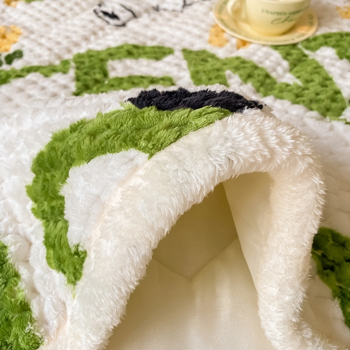 91家纺网 家纺一手货源 找家纺 澳梵家居 2023新款豆豆绒夹棉床护垫 字母兔兔