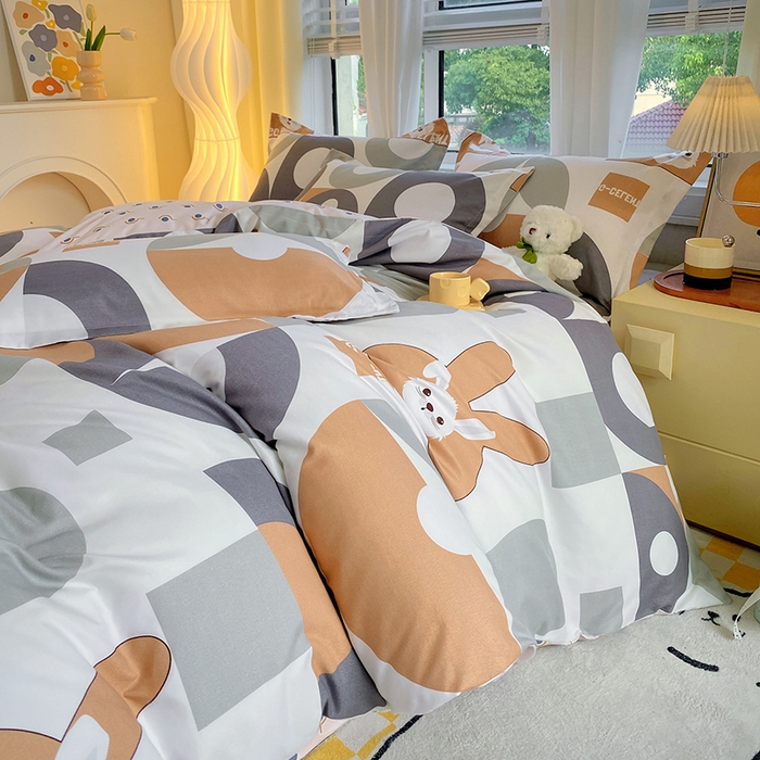 91家纺网 家纺一手货源 找家纺 艾橙家纺 2023新款秋冬新款140g植物羊绒磨毛四件套 萌宠日记