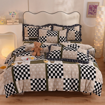 91家纺网 家纺一手货源 找家纺 （总）美达 2025新款A类牛奶绒印花床笠款四件套