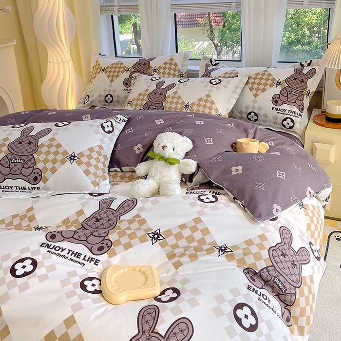 91家纺网 家纺一手货源 找家纺 艾橙家纺 2023新款秋冬新款140g植物羊绒磨毛四件套 酷仔熊宝