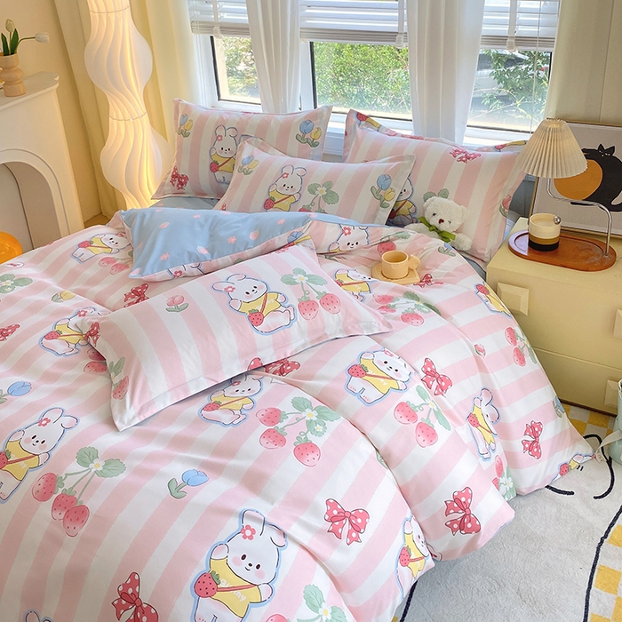 91家纺网 家纺一手货源 找家纺 艾橙家纺 2023新款秋冬新款140g植物羊绒磨毛四件套 爱丽丝