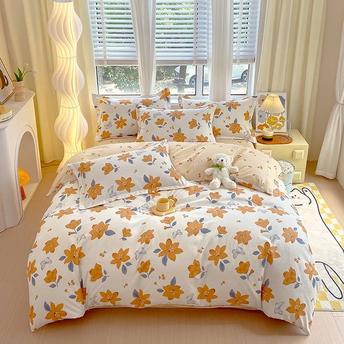 91家纺网 家纺一手货源 找家纺 艾橙家纺 2023新款秋冬新款140g植物羊绒磨毛四件套 城南花开