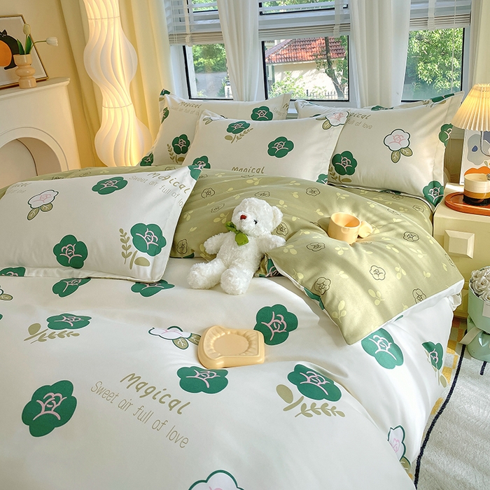 91家纺网 家纺一手货源 找家纺 艾橙家纺 2023新款秋冬新款140g植物羊绒磨毛四件套 丁香玉兰