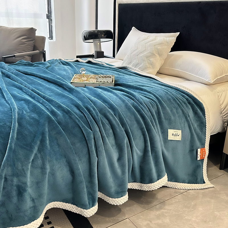 91家纺网 家纺一手货源 找家纺 （总）2023新款400g高克重纯色双面 牛奶绒 毛毯 盖毯毯子