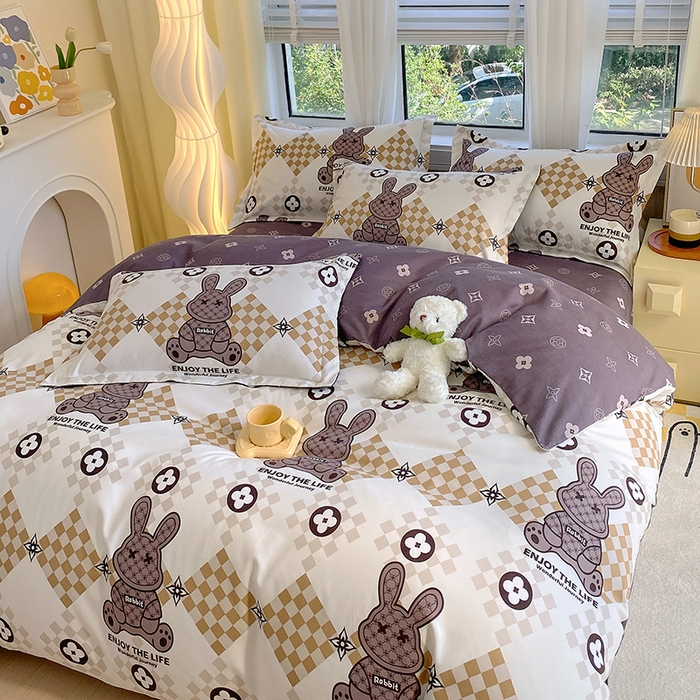 91家纺网 家纺一手货源 找家纺 艾橙家纺 2023新款秋冬新款140g植物羊绒磨毛四件套 酷仔熊宝