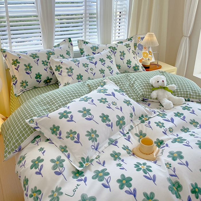 91家纺网 家纺一手货源 找家纺 艾橙家纺 2023新款秋冬新款140g植物羊绒磨毛四件套 淡妆初夏