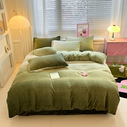 雅居纺家纺 2023渐变系列牛奶绒四件套 渐变绿