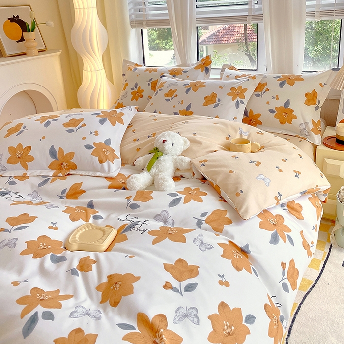 91家纺网 家纺一手货源 找家纺 艾橙家纺 2023新款秋冬新款140g植物羊绒磨毛四件套 城南花开