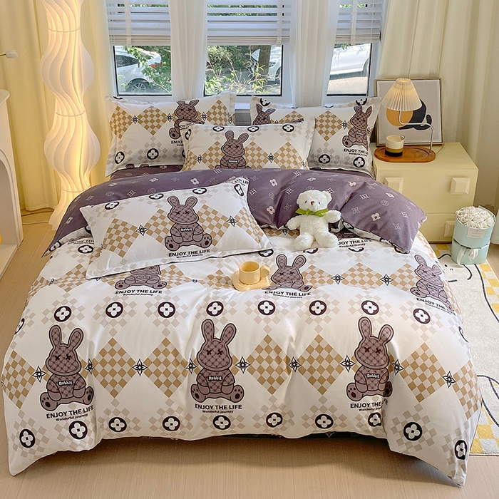 91家纺网 家纺一手货源 找家纺 艾橙家纺 2023新款秋冬新款140g植物羊绒磨毛四件套 酷仔熊宝