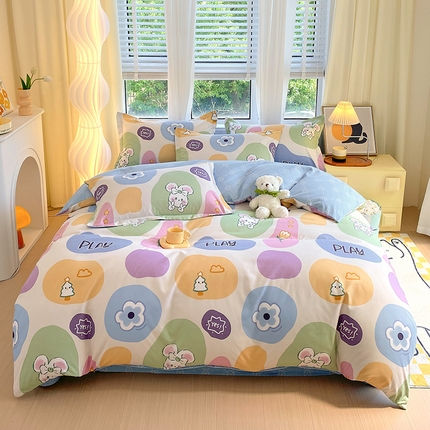 艾橙家纺 2023新款秋冬新款140g植物羊绒磨毛四件套 童年趣事