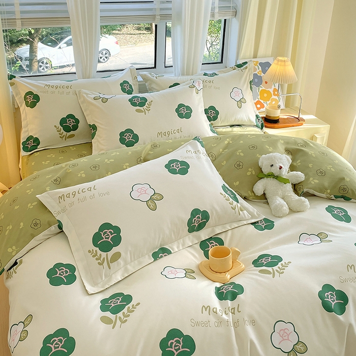 91家纺网 家纺一手货源 找家纺 艾橙家纺 2023新款秋冬新款140g植物羊绒磨毛四件套 丁香玉兰