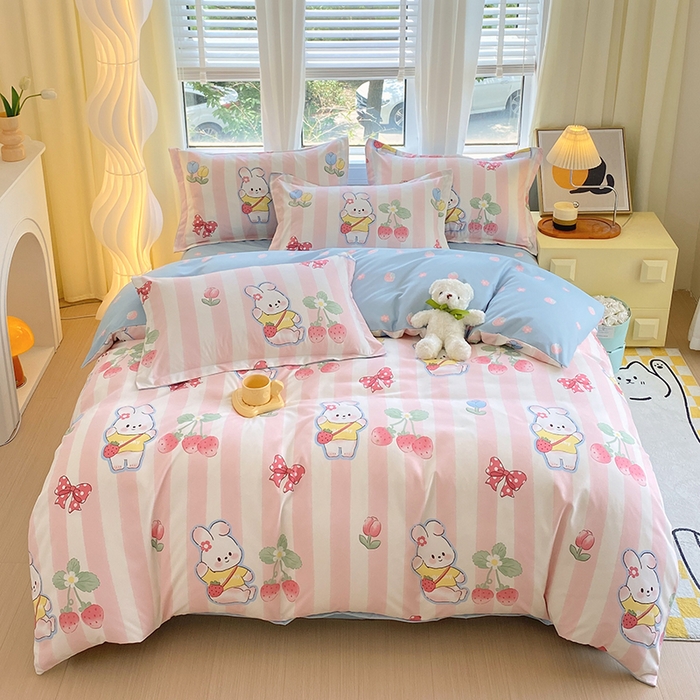 91家纺网 家纺一手货源 找家纺 艾橙家纺 2023新款秋冬新款140g植物羊绒磨毛四件套 爱丽丝