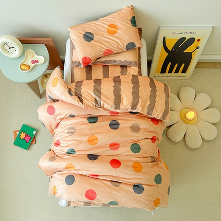 91家纺网 家纺一手货源 找家纺 2023新款牛奶绒婴儿绒韩式儿童套件 驼圈圈