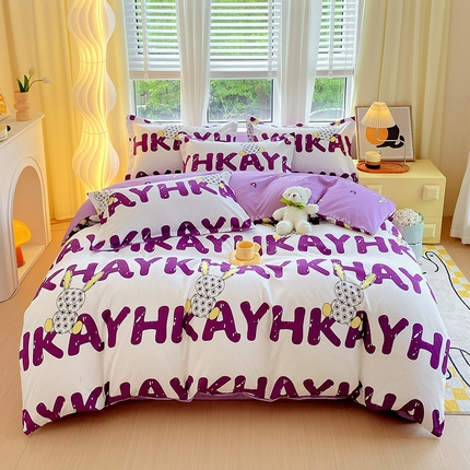 艾橙家纺 2023新款秋冬新款140g植物羊绒磨毛四件套 班尼日记