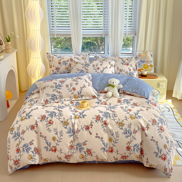 91家纺网 家纺一手货源 找家纺 艾橙家纺 2023新款秋冬新款140g植物羊绒磨毛四件套 明月花影