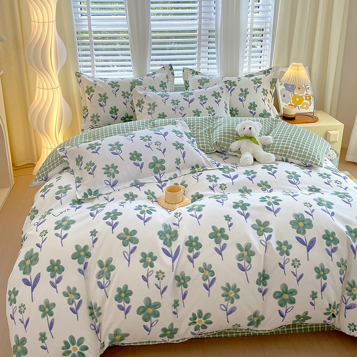 91家纺网 家纺一手货源 找家纺 艾橙家纺 2023新款秋冬新款140g植物羊绒磨毛四件套 淡妆初夏