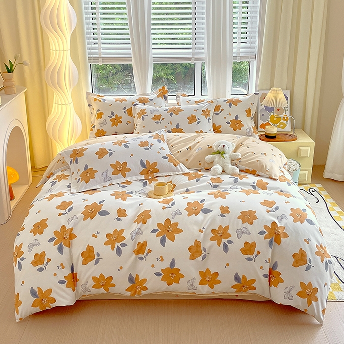 91家纺网 家纺一手货源 找家纺 艾橙家纺 2023新款秋冬新款140g植物羊绒磨毛四件套 城南花开