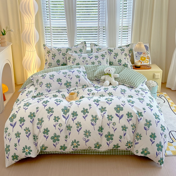 91家纺网 家纺一手货源 找家纺 艾橙家纺 2023新款秋冬新款140g植物羊绒磨毛四件套 淡妆初夏