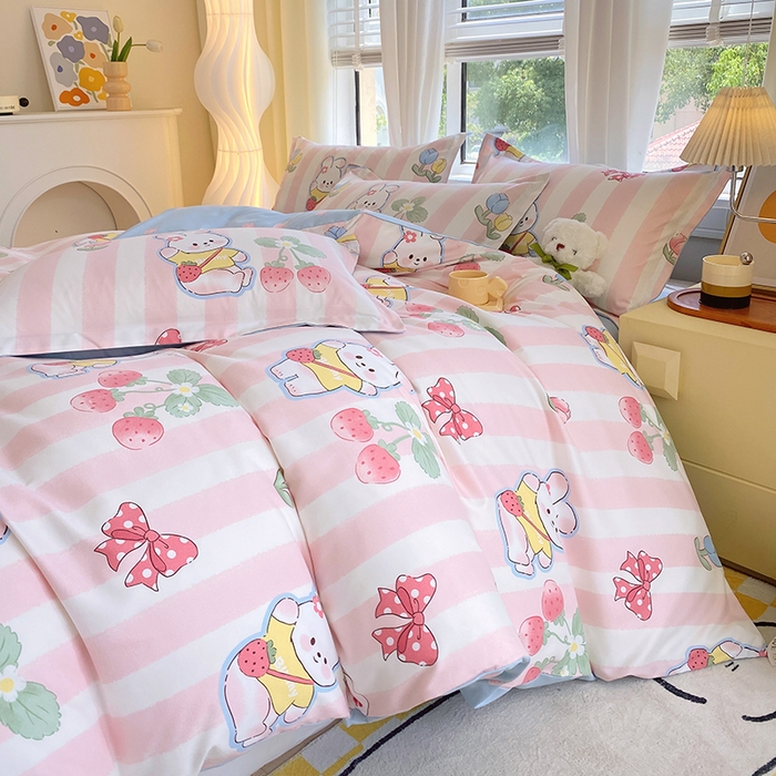 91家纺网 家纺一手货源 找家纺 艾橙家纺 2023新款秋冬新款140g植物羊绒磨毛四件套 爱丽丝