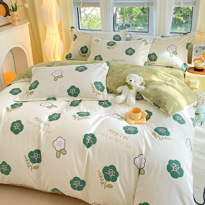 91家纺网 家纺一手货源 找家纺 艾橙家纺 2023新款秋冬新款140g植物羊绒磨毛四件套 丁香玉兰