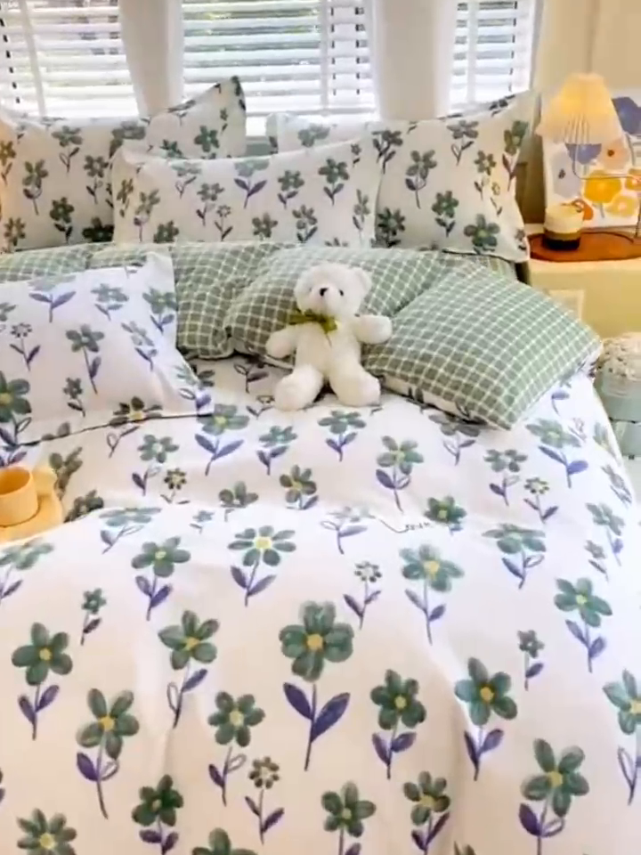 91家纺网 家纺一手货源 找家纺 艾橙家纺 2023新款秋冬新款140g植物羊绒磨毛四件套 淡妆初夏