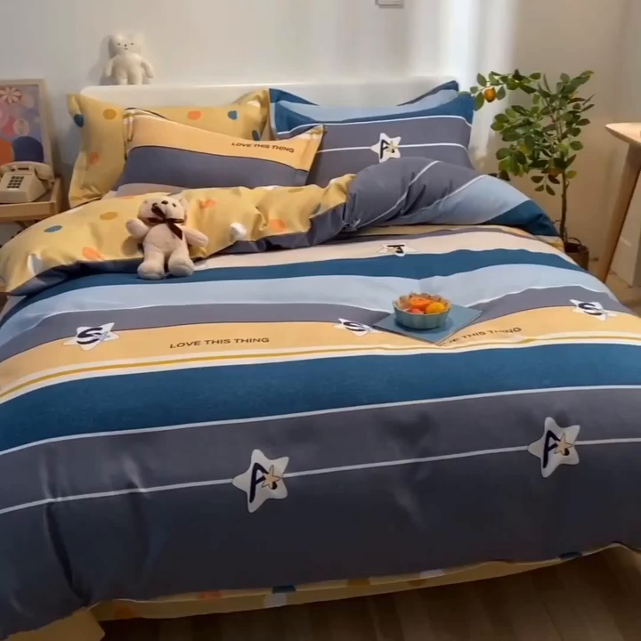 91家纺网 家纺一手货源 找家纺 艾橙家纺 2023新款秋冬新款140g植物羊绒磨毛四件套 西雅图