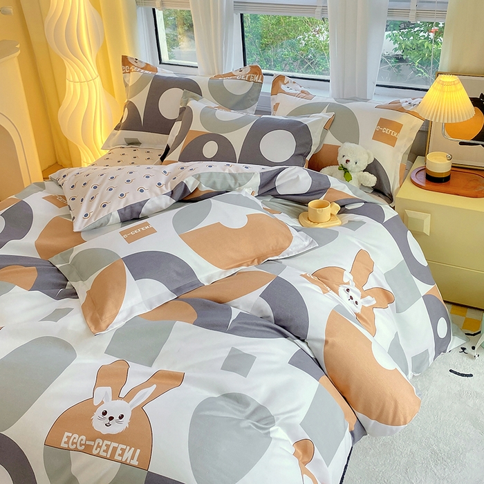 91家纺网 家纺一手货源 找家纺 艾橙家纺 2023新款秋冬新款140g植物羊绒磨毛四件套 萌宠日记