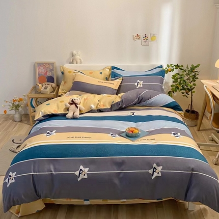 艾橙家纺 2023新款秋冬新款140g植物羊绒磨毛四件套 西雅图