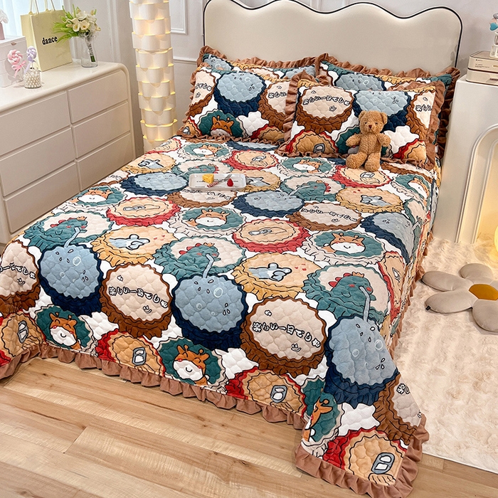 91家纺网 家纺一手货源 找家纺 美达 2025新款A类牛奶绒夹棉床盖 开心满罐