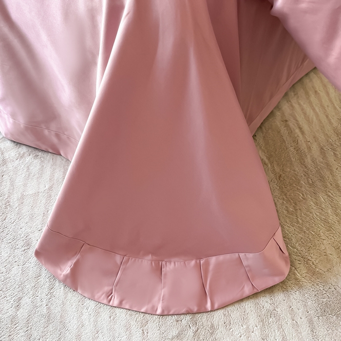 91家纺网 家纺一手货源 找家纺 嘉汀兰家居 2023秋冬新品100支双股长绒棉埋绳纯色四件套-卡西欧系列 浆果色