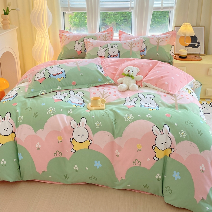 91家纺网 家纺一手货源 找家纺 艾橙家纺 2023新款秋冬新款140g植物羊绒磨毛四件套 开心日记