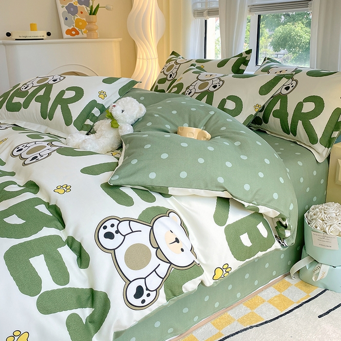 91家纺网 家纺一手货源 找家纺 艾橙家纺 2023新款秋冬新款140g植物羊绒磨毛四件套 阿萌熊宝