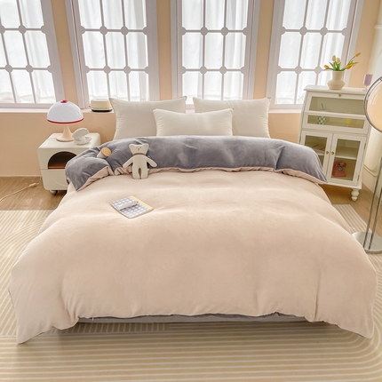 91家纺网 家纺一手货源 找家纺 （总）莎臣豹 2025新款牛奶绒双拼撞色系单被套