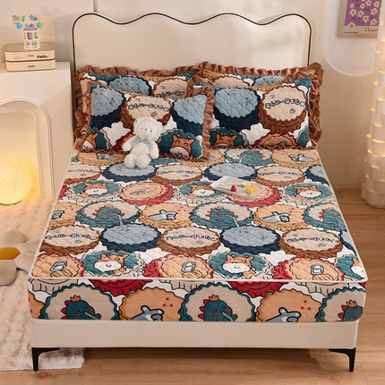 91家纺网 家纺一手货源 找家纺 （总）美达 2025新款A类牛奶绒夹棉床笠（可定制）