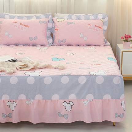 91家纺网 家纺一手货源 找家纺 （总）爱妮玖玖家纺 2023新款AB版普款夹棉床裙普通款