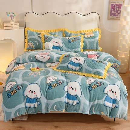 91家纺网 家纺一手货源 找家纺 （总）美达 2025新款A类牛奶绒印花床笠款四件套