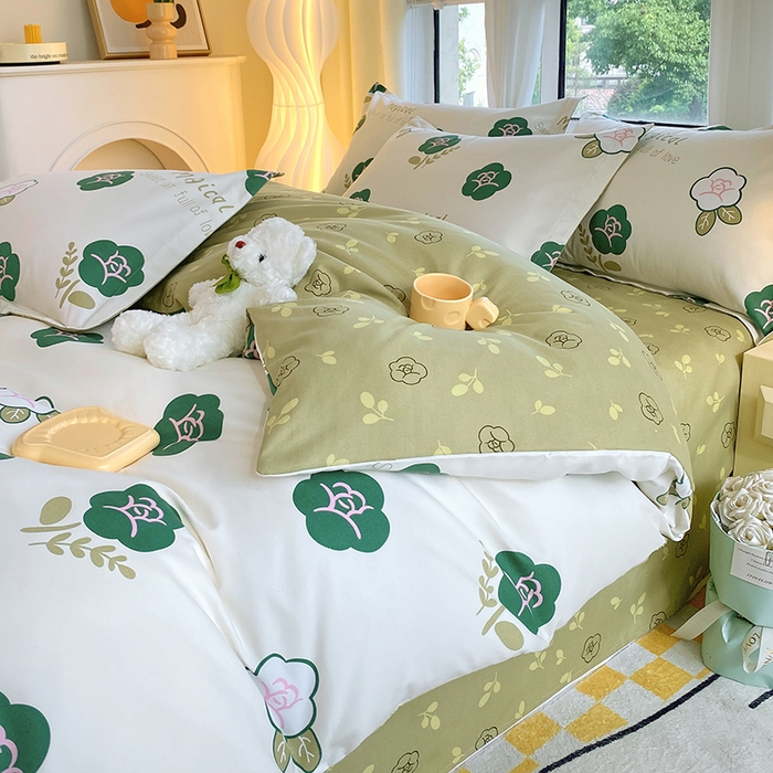 91家纺网 家纺一手货源 找家纺 艾橙家纺 2023新款秋冬新款140g植物羊绒磨毛四件套 丁香玉兰