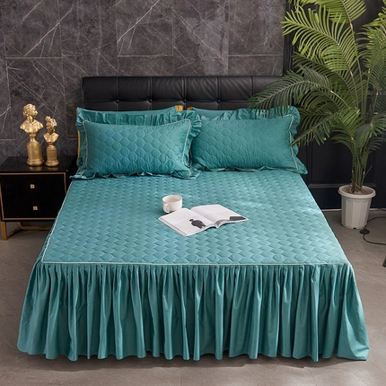 91家纺网 家纺一手货源 找家纺 （总）爱妮玖玖家纺 2023新款素色夹棉床裙素拼款