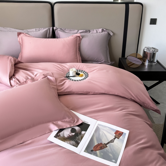 91家纺网 家纺一手货源 找家纺 嘉汀兰家居 2023秋冬新品100支双股长绒棉埋绳纯色四件套-卡西欧系列 浆果色