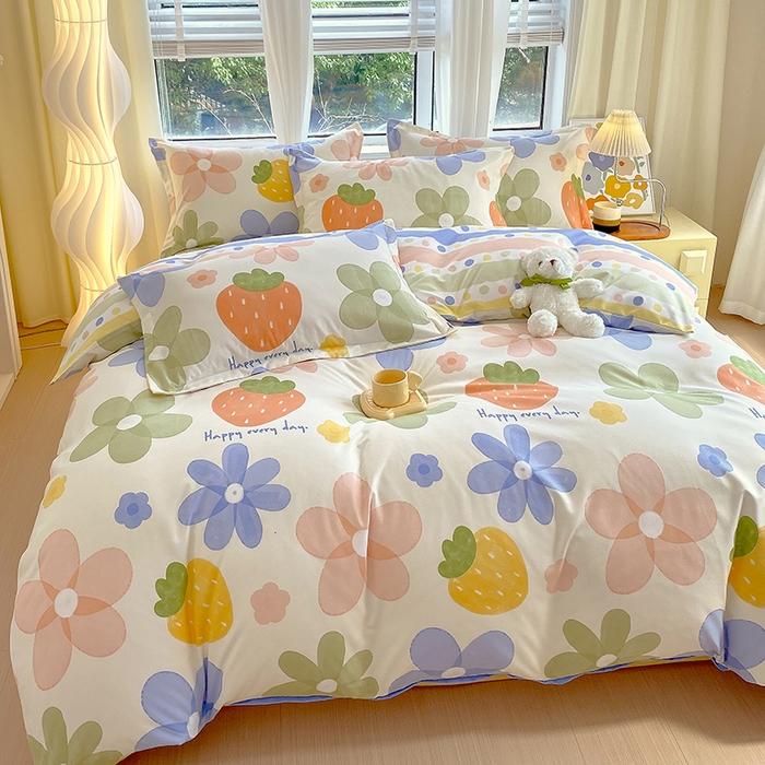 91家纺网 家纺一手货源 找家纺 艾橙家纺 2023新款秋冬新款140g植物羊绒磨毛四件套 夏日画册