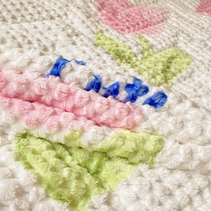 91家纺网 家纺一手货源 找家纺 澳梵家居 2023新款豆豆绒夹棉床护垫 粉色郁金香