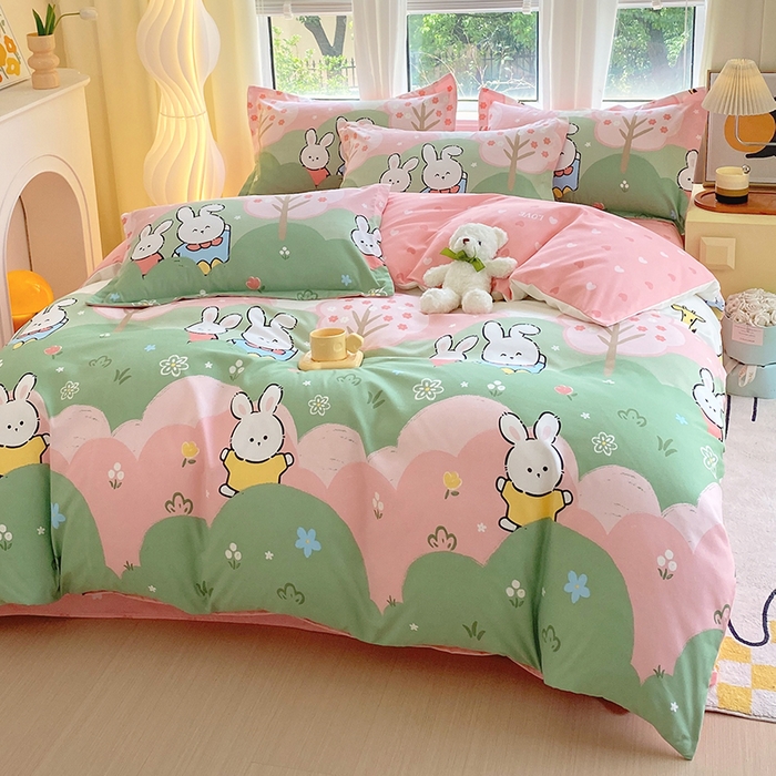 91家纺网 家纺一手货源 找家纺 艾橙家纺 2023新款秋冬新款140g植物羊绒磨毛四件套 开心日记