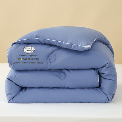 芯恋家居 2025新款水洗100％新疆长绒棉棉花被 雾霾蓝