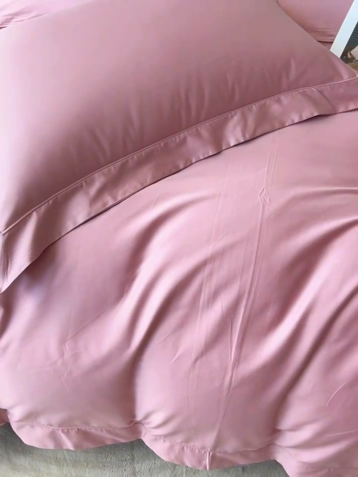 91家纺网 家纺一手货源 找家纺 嘉汀兰家居 2023秋冬新品100支双股长绒棉埋绳纯色四件套-卡西欧系列 浆果色