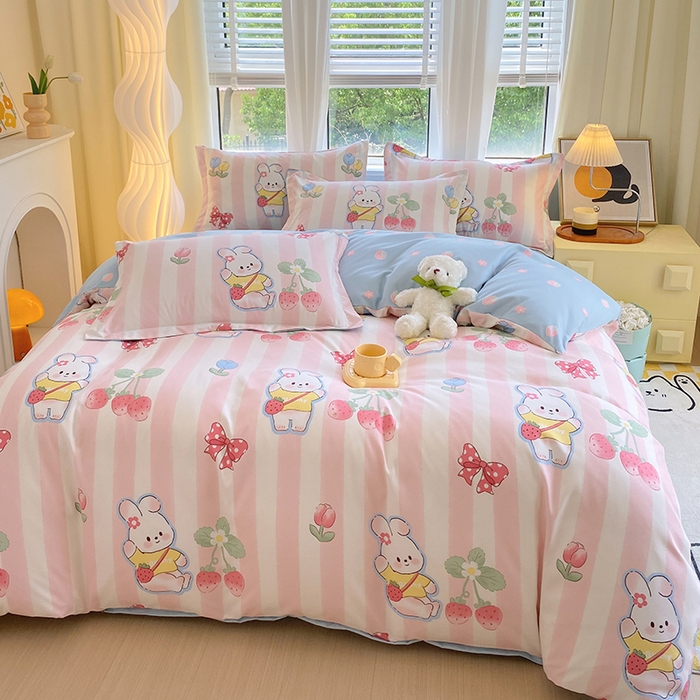 91家纺网 家纺一手货源 找家纺 艾橙家纺 2023新款秋冬新款140g植物羊绒磨毛四件套 爱丽丝