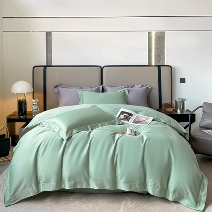嘉汀兰家居 2023秋冬新品100支双股长绒棉埋绳纯色四件套-卡西欧系列 草绿