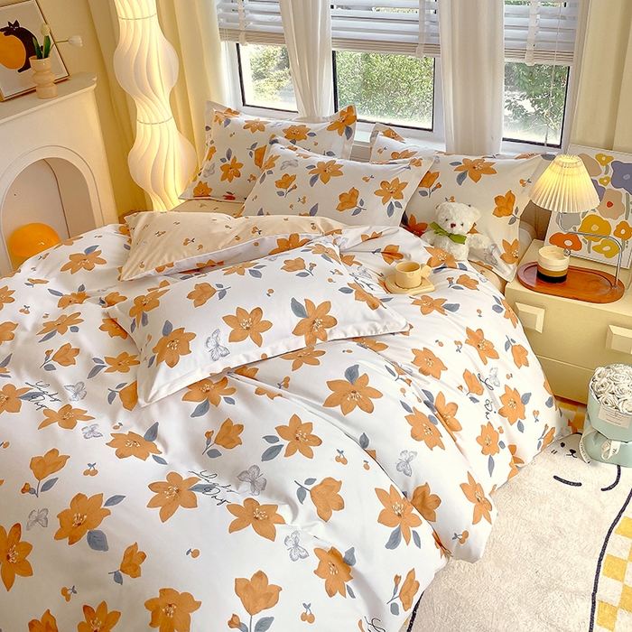 91家纺网 家纺一手货源 找家纺 艾橙家纺 2023新款秋冬新款140g植物羊绒磨毛四件套 城南花开